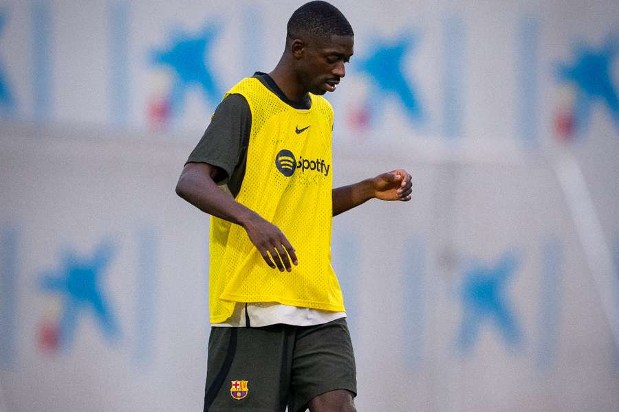 Dembélé, en uno de sus últimos entrenamientos con el Barcelona