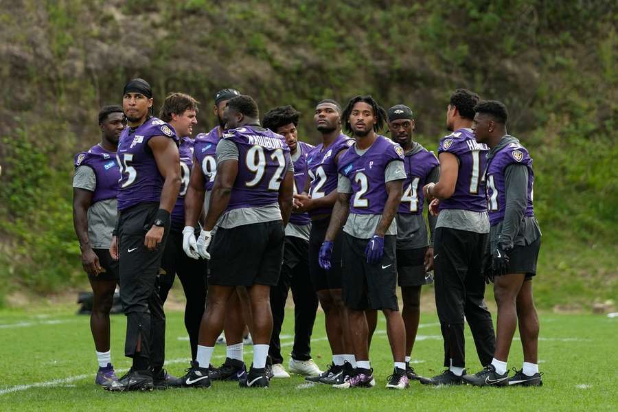 Ravens players at practice in Brazil (2026)