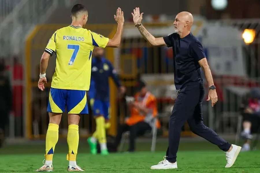 Cristiano Ronaldo con Stefano Pioli