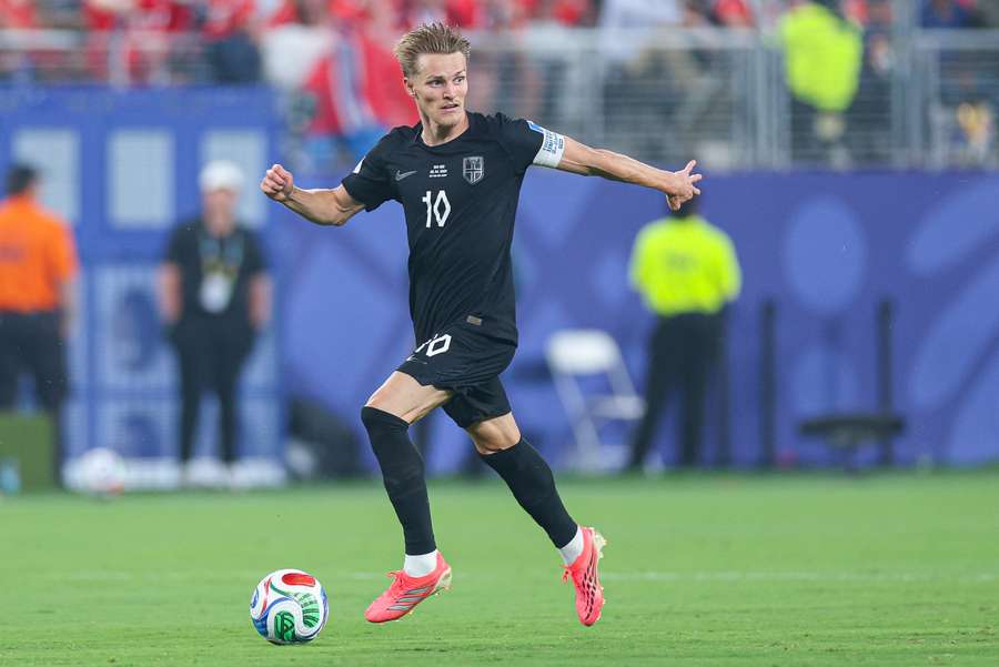 Martin Odegaard in action for Norway