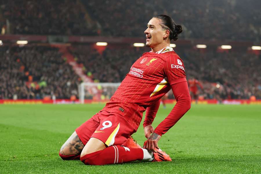 Darwin Núñez zorgde voor de 1-0 van Liverpool