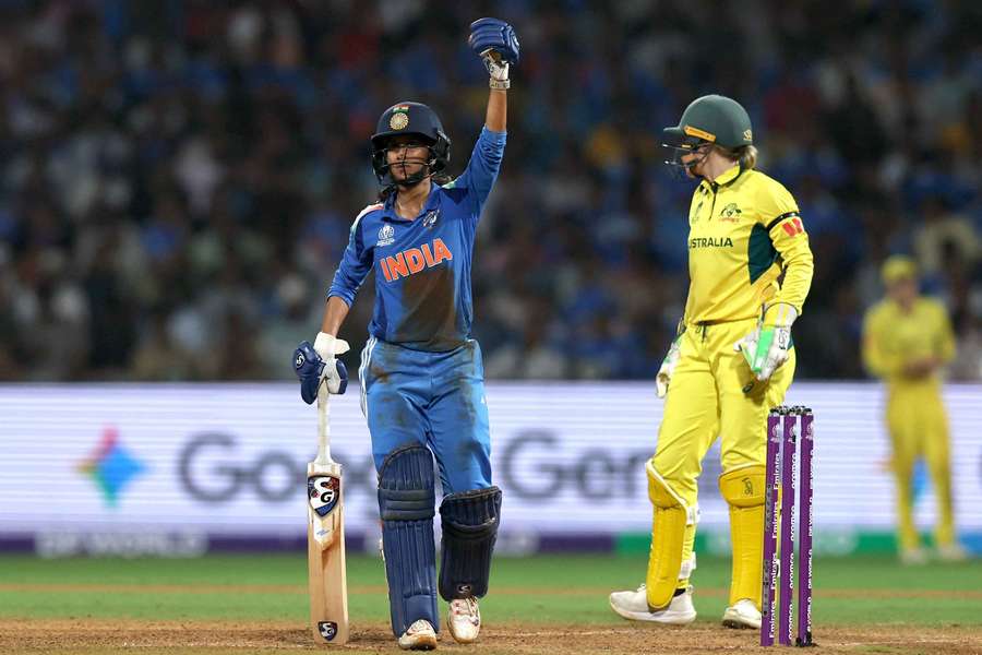 Rodrigues reacts during India's victory Rodrigues reacts during India's victory