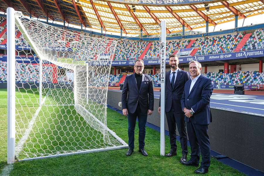 Gonçalo Lopes, Rui Patrício e Reinaldo Teixeira no Estádio Municipal de Leiria