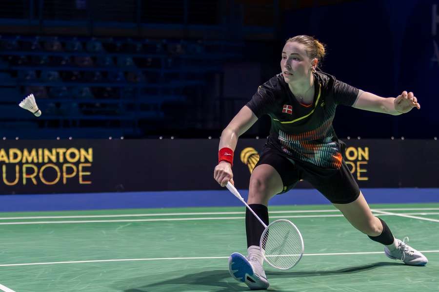 Line Kjaersfeldt in action during Denmarks opening match against India