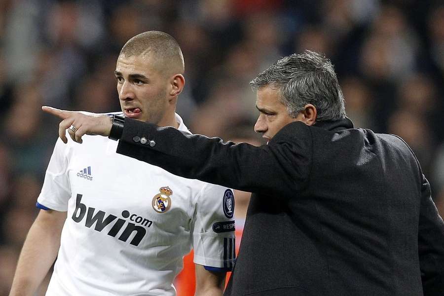 Benzema con José Mourinho en el Real Madrid