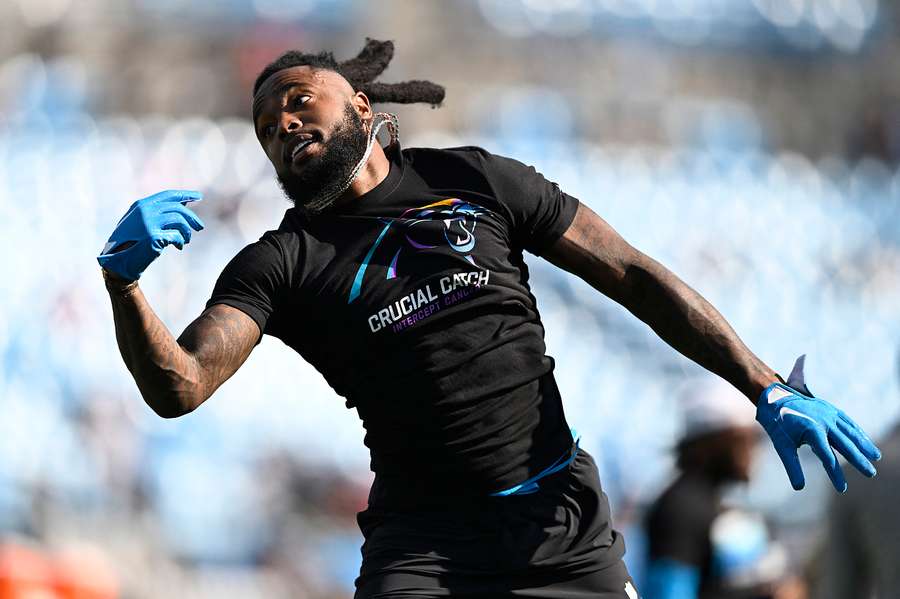 Diontae Johnson warming up for the Carolina Panthers earlier in the 2024 season