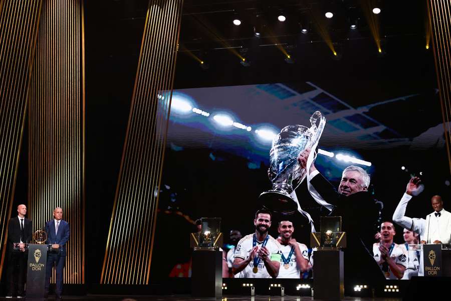 Carlo Ancelotti won men's club coach of the year but was not there to receive his prize