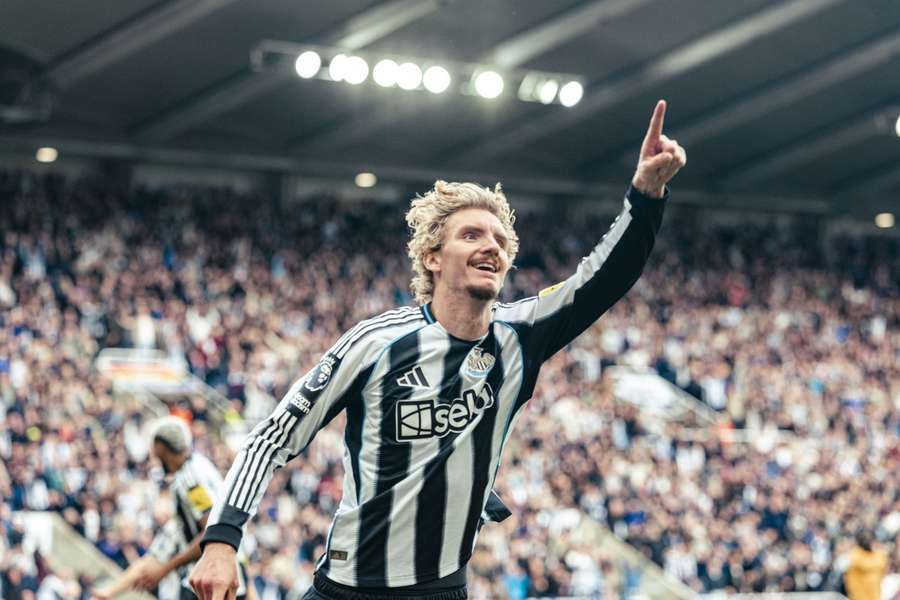 Newcastle's Nick Woltemade celebrates after scoring against Wolves