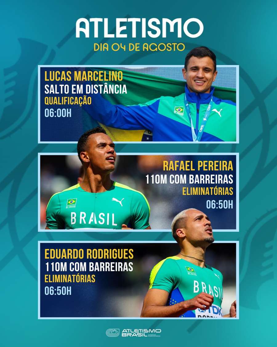 A agenda de parte dos atletas do atletismo brasileiro no domingo (4)