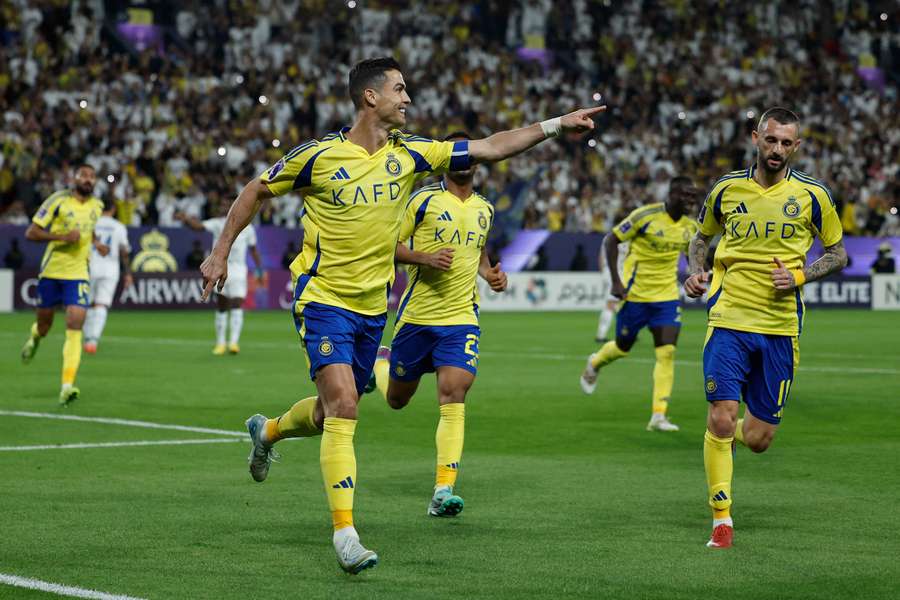 Cristiano Ronaldo celebrates a goal for Al Nassr