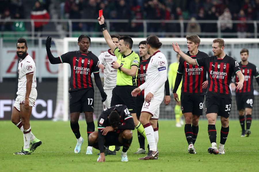 Koffi Djidji was shown a red card for Torino in the cup tie Koffi Djidji was shown a red card for Torino in the cup tie