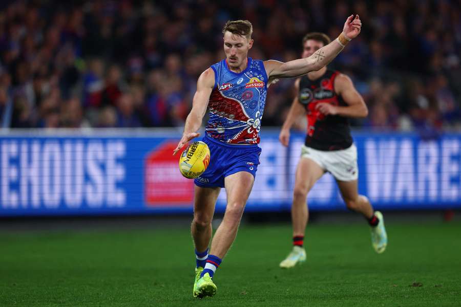 Bailey Dale seen recording one of his measly 37 kicks against Essendon. 