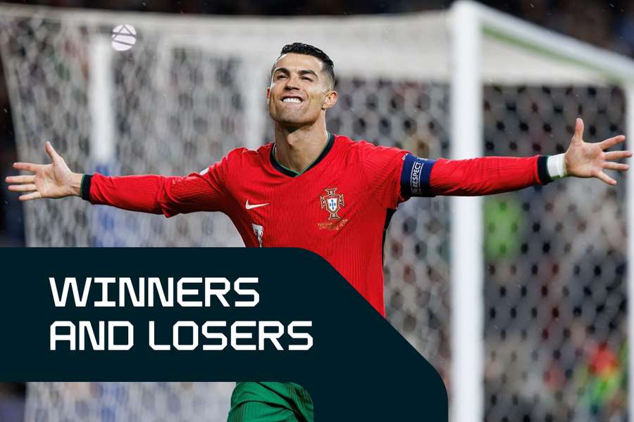 Cristiano Ronaldo celebrates after scoring during Portugal's UEFA Nations League win over Poland