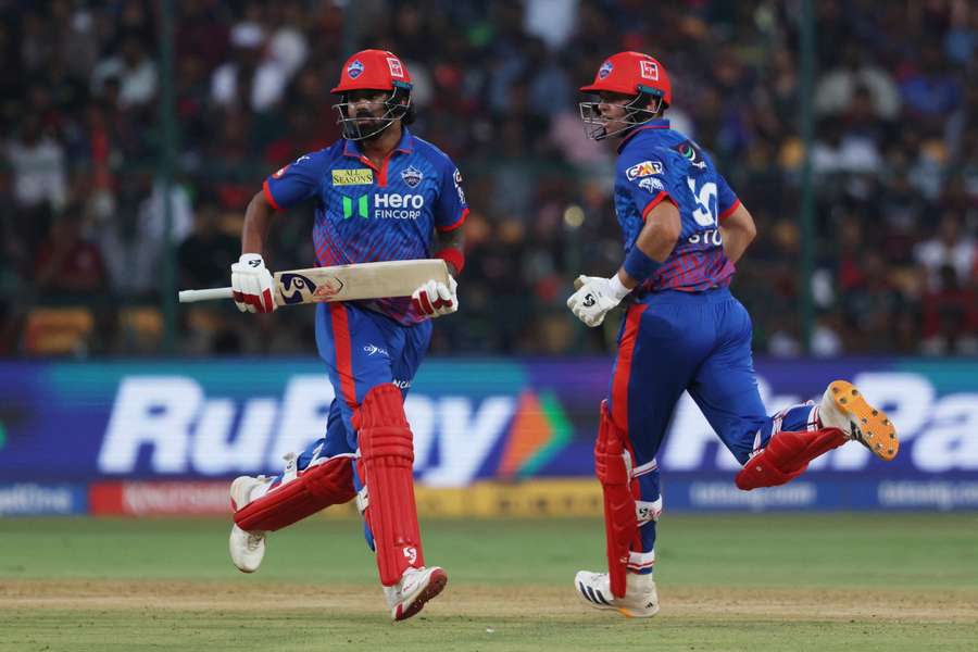 Delhi Capitals' KL Rahul and Tristan Stubbs in action 