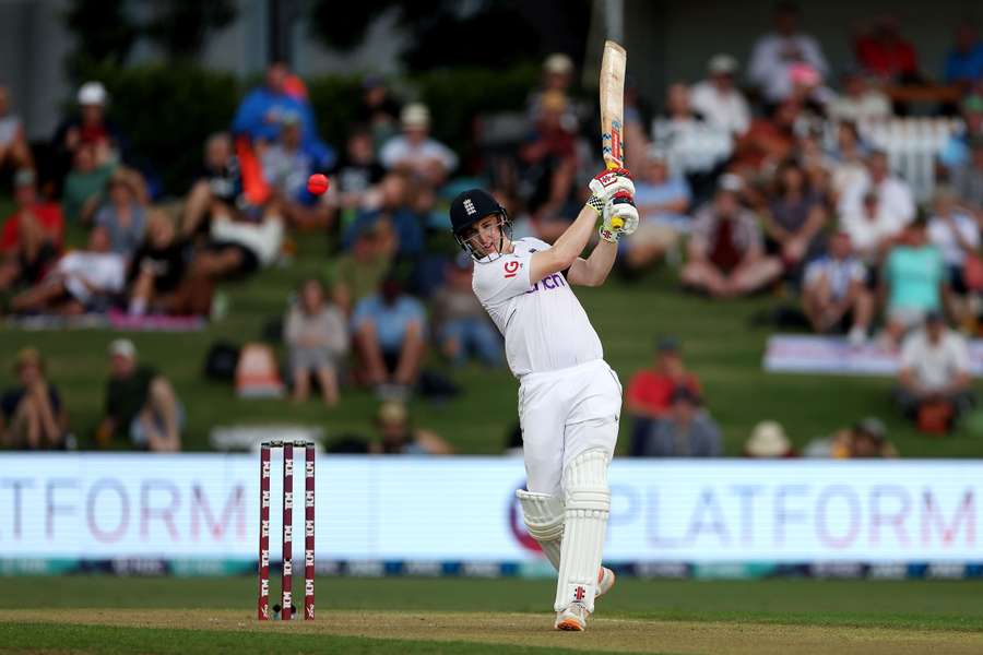 England's Harry Brook plays a shot