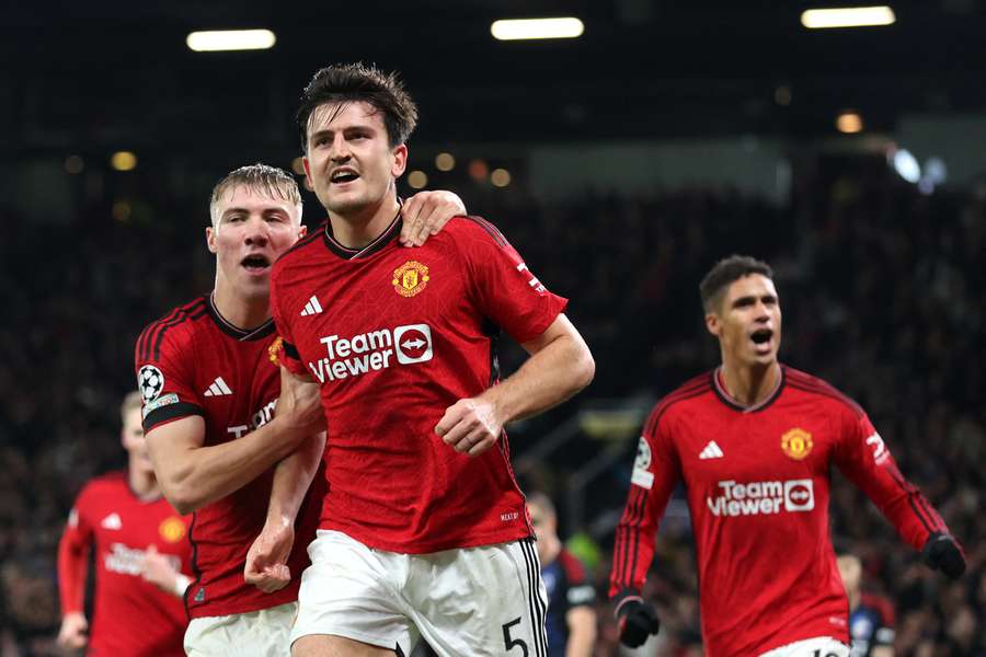 Harry Maguire in a rare jubilant moment this season