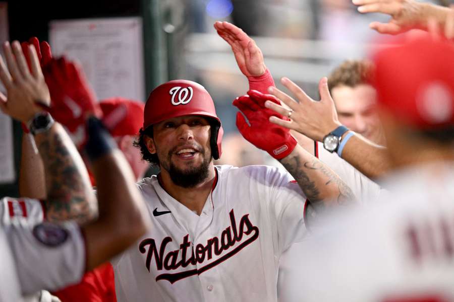 Yohandy Morales reacts after first MLB home run Yohandy Morales reacts after first MLB home run