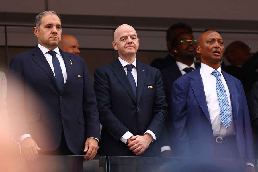 CONCACAF President Victor Montagliani, FIFA President Gianni Infantino and Confederation of African Football President Patrice Motsepe CONCACAF President Victor Montagliani, FIFA President Gianni Infantino and Confederation of African Football President Patrice Motsepe