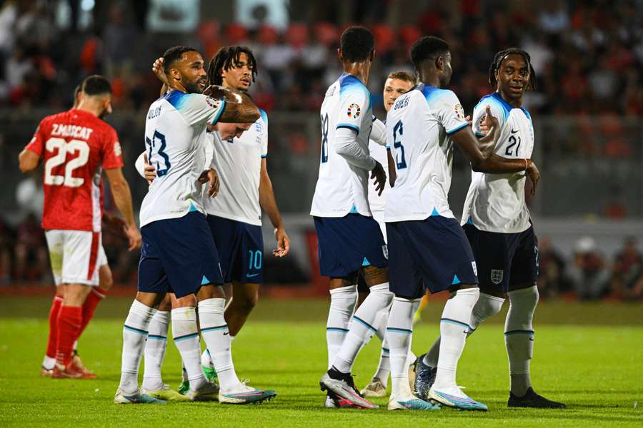 England players celebrate