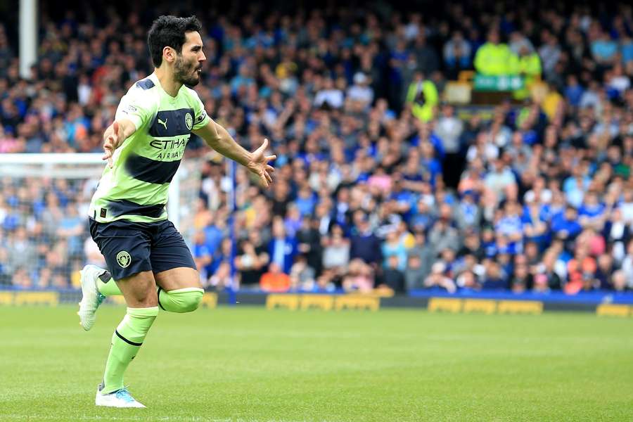 Manchester City midfielder Ilkay Gundogan celebrates