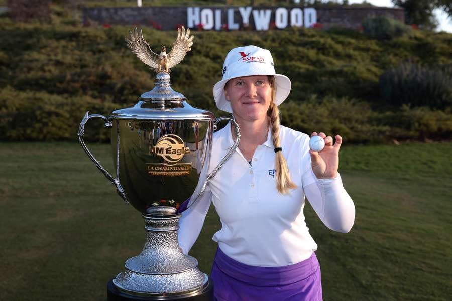 Ingrid Lindblad of Sweden celebrates her first LPGA title at the LA Championship at El Caballero Country Club