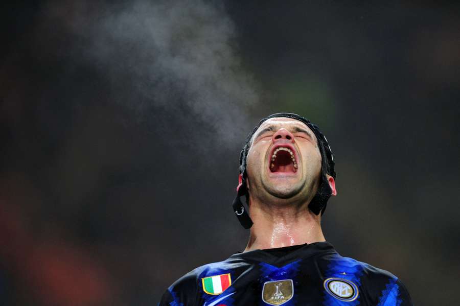 Cristian Chivu had to play with a headguard Cristian Chivu had to play with a headguard