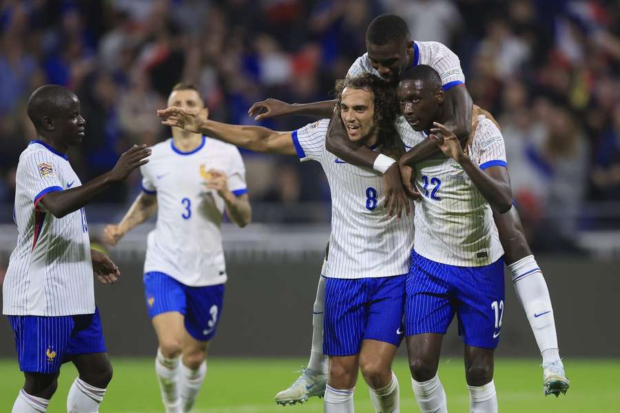 France players celebrate their opening goal