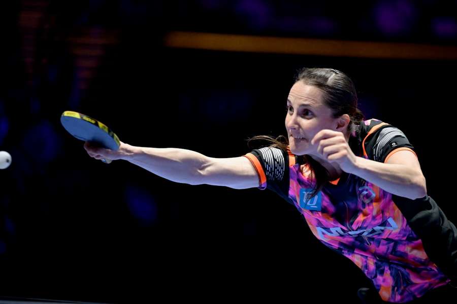 Sabine Winter bei ihrem Match gegen Sun Yingsha Sabine Winter bei ihrem Match gegen Sun Yingsha