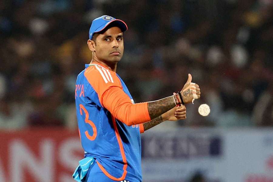 India's Suryakumar Yadav reacts