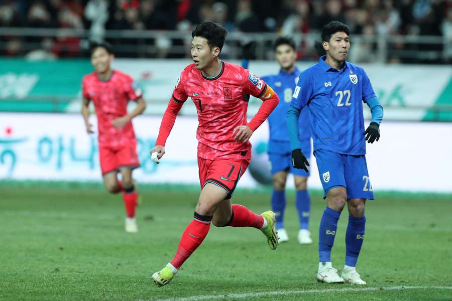 South Korea forward Son Heung-Min celebrates