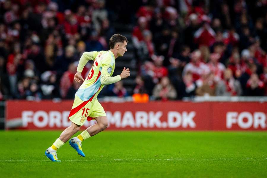 Marc Casadó, en el momento de su debut con España en Copenhague