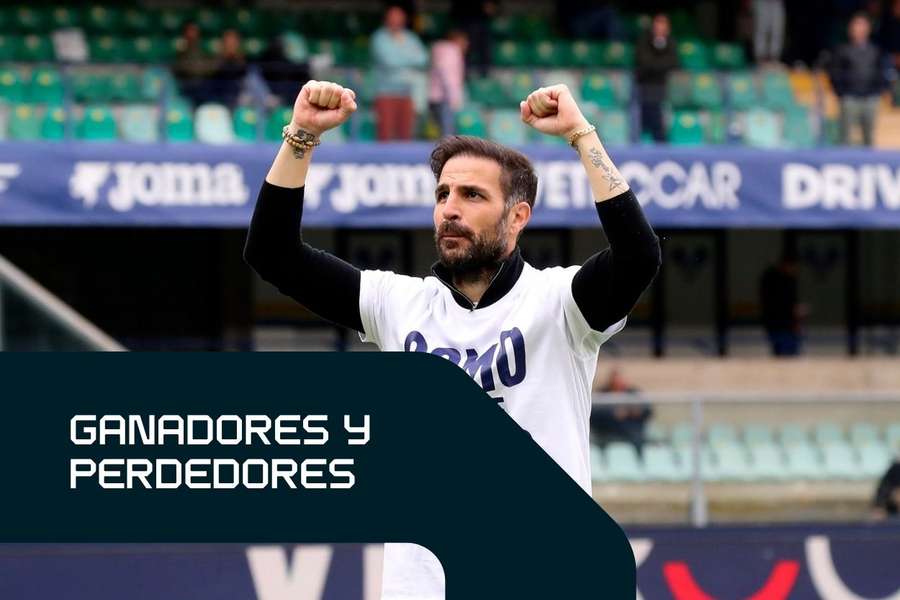 Cesc Fàbregas celebra la clasificación del Como para disputar competición europea