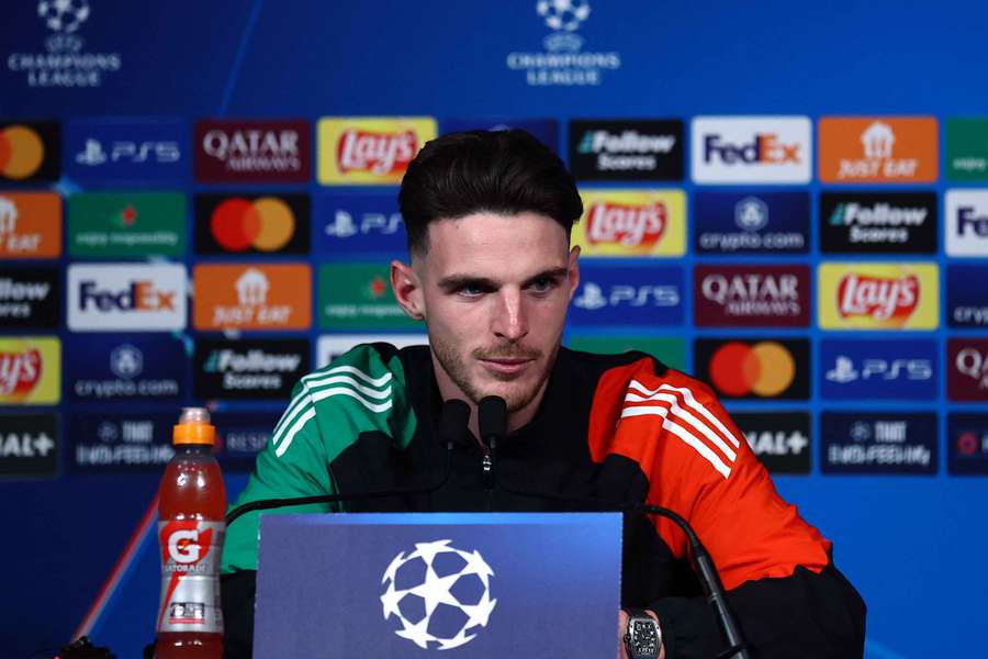 Arsenal's Declan Rice during the press conference ahead of the second leg