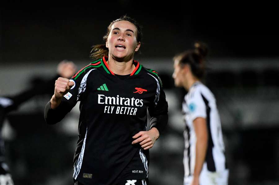 Mariona celebra un gol con el Arsenal.