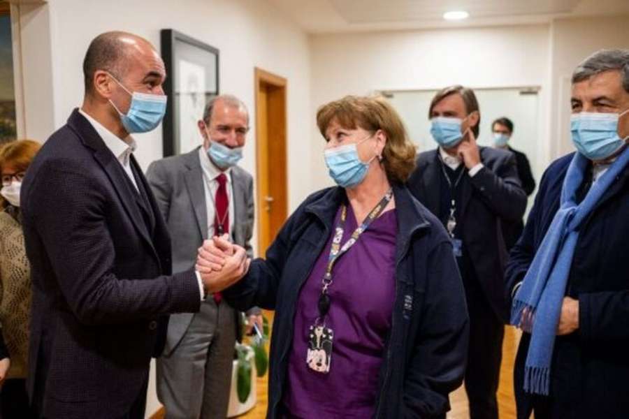 Roberto Martínez, João Vieira Pinto e Fernando Gomes no Hospital de Santa Maria