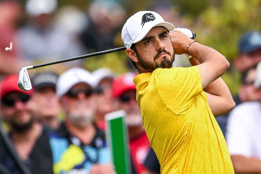 Abraham Ancer tees off during the LIV Golf Adelaide at The Grange Golf Club