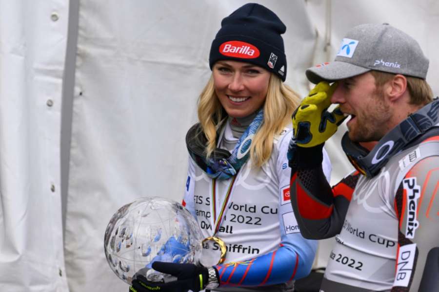 Mikaela Shiffrin (L) will forever be grateful to her boyfriend Aleksander Aamodt Kilde (R) for cheering her up after a disappointing Beijing Olympics