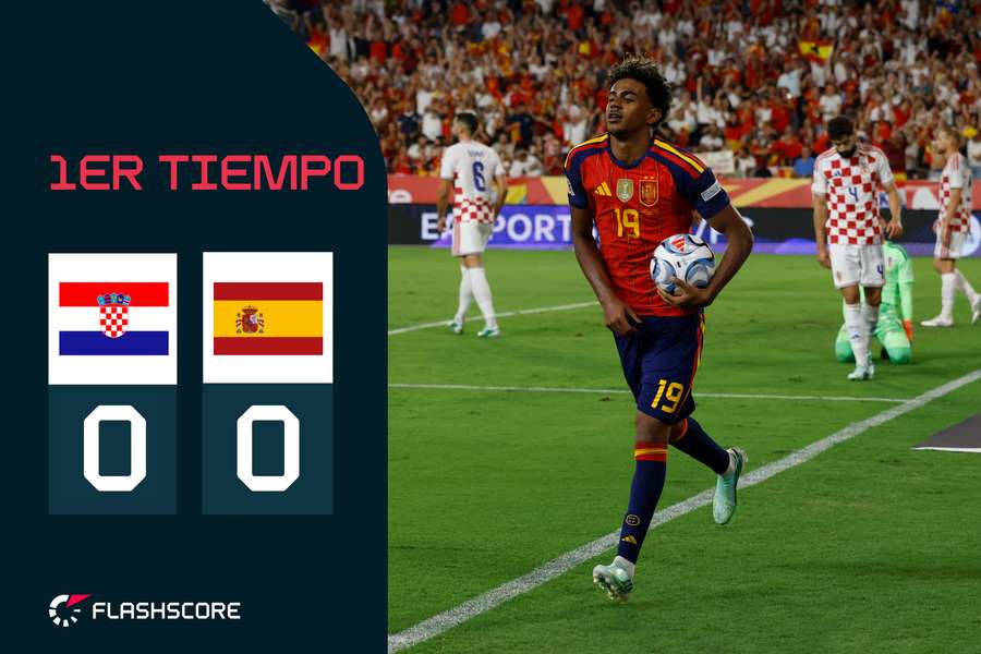 Lamine Yamal celebra uno de sus dos goles ante Croacia en Sevilla Lamine Yamal celebra uno de sus dos goles ante Croacia en Sevilla