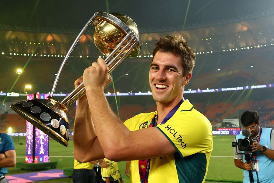 Pat Cummins with the World Cup trophy