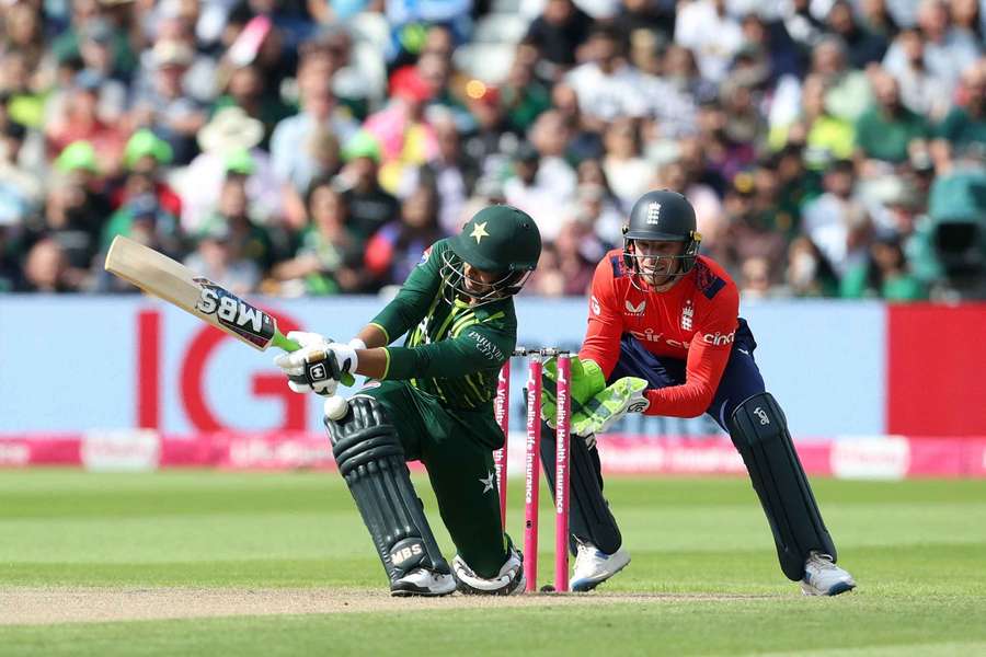 Saim Ayub in action against England