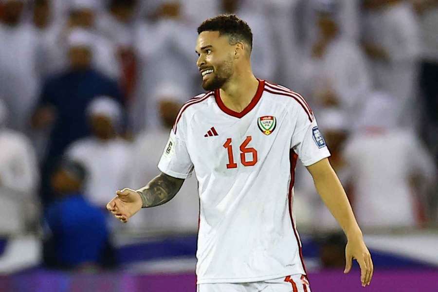 United Arab Emirates' Marcus Meloni celebrates scoring their first goal