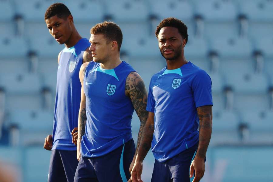 Raheem Sterling in training with England