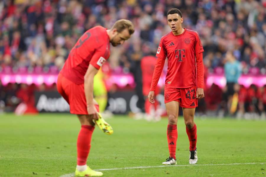 Bayerns Offensivstars Harry Kane (l.) und Jamal Musiala (r.).