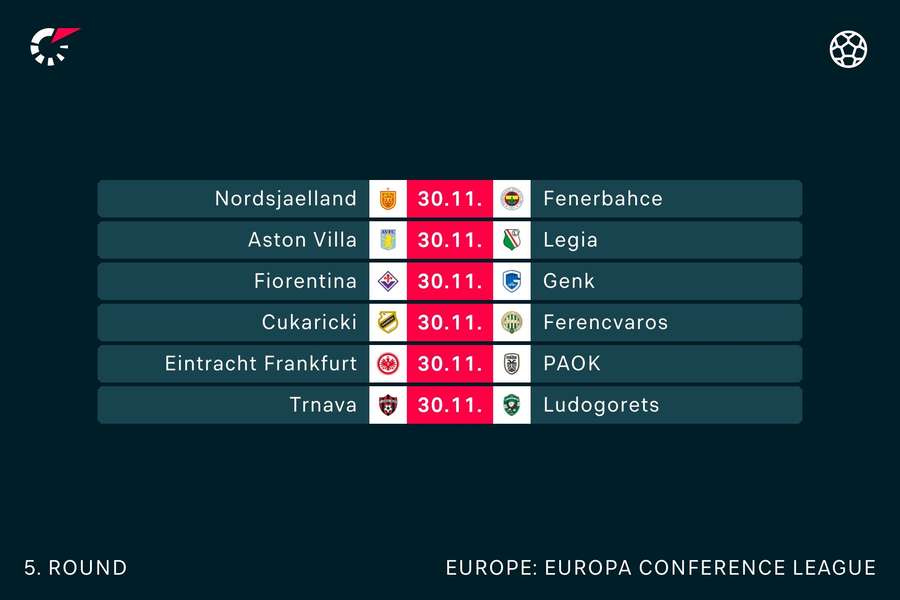 Europa Conference League fixtures 30/11