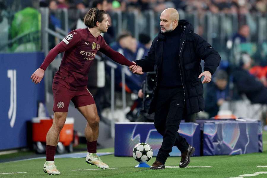 Grealish (left) has made just six starts in the Premier League this season