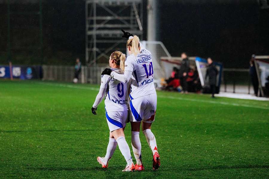 Ada Hegerberg et Eugénie Le Sommer, buteuses face à l'AS Saint-Étienne.