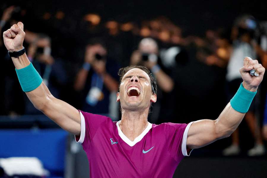 Nadal celebrates his 2022 Australian Open win