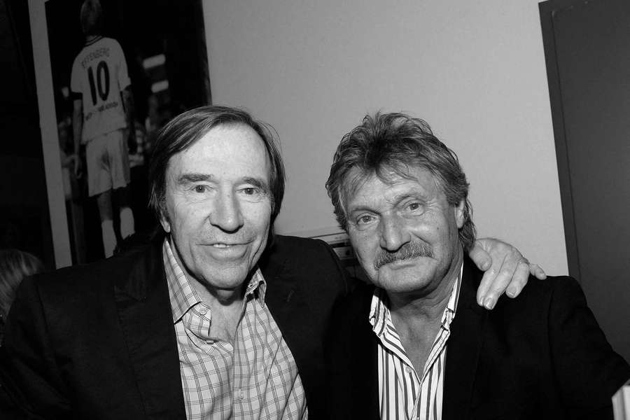 Herzog (r.) im Jahre 2014 mit Günter Netzer in Mönchengladbach