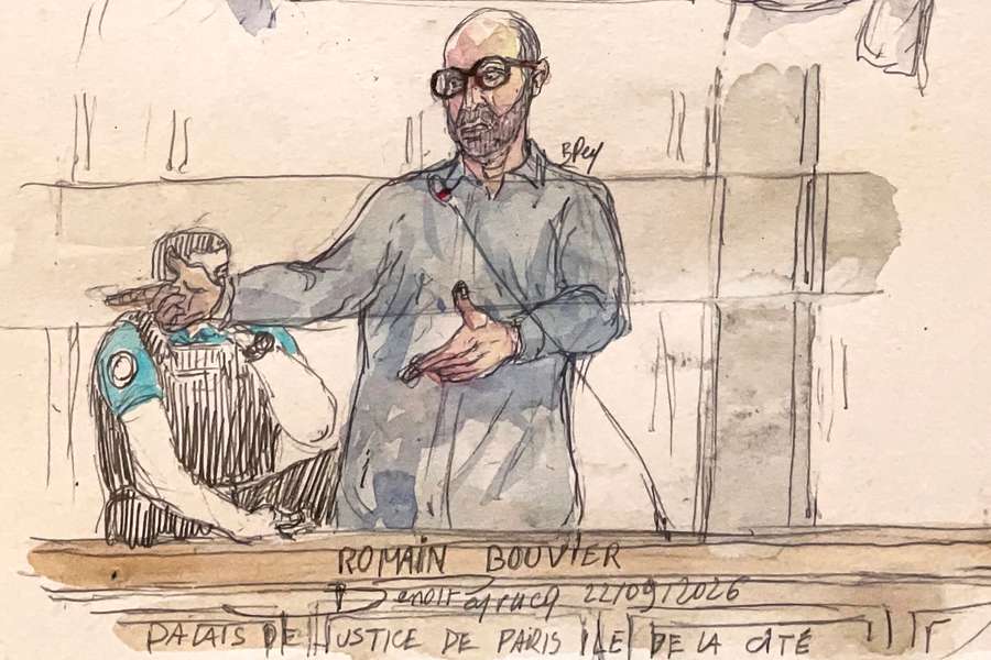 Boceto de Romain Bouvier durante el juicio Boceto de Romain Bouvier durante el juicio