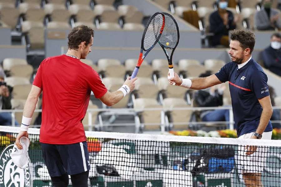 Andy Murray e Stan Wawrinka em 2020, em Roland Garros